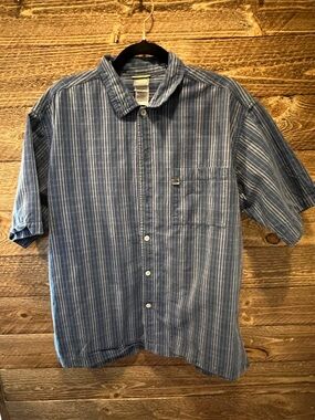 The North Face Blue Striped Short-Sleeve Button-Down Shirt